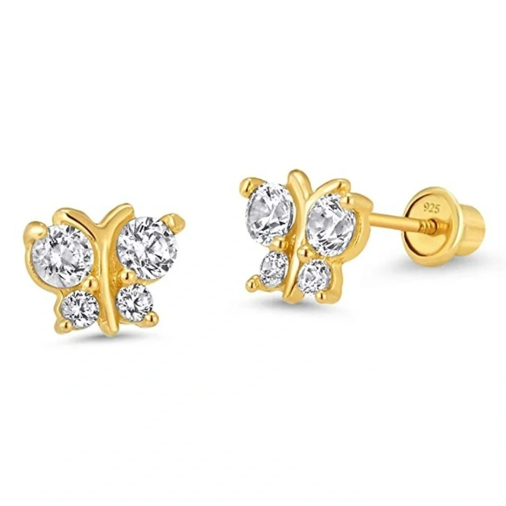 New Gold plated Brass Butterfly Earrings
